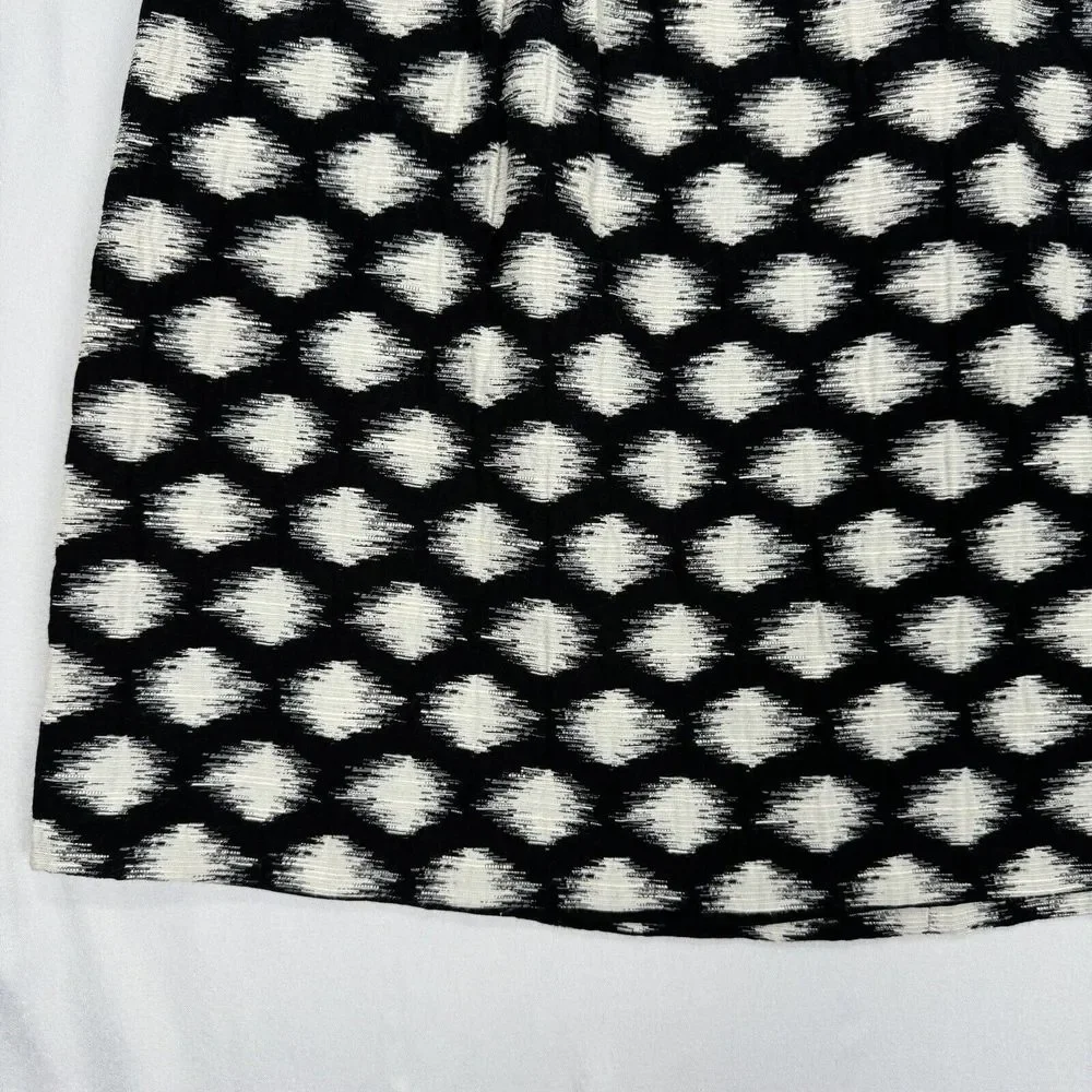 Banana Republic Mini Skirt Black White Polka Dot Size 10 A-Line Pleated Back Zip - Picture 6 of 15